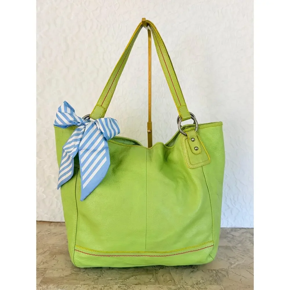 XL THE SAK Lime green pebble tote shoulder bag